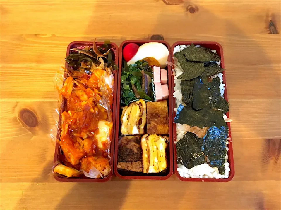 Snapdishの料理写真:煮込みハンバーグ&海苔弁当|Emi Mikadoさん