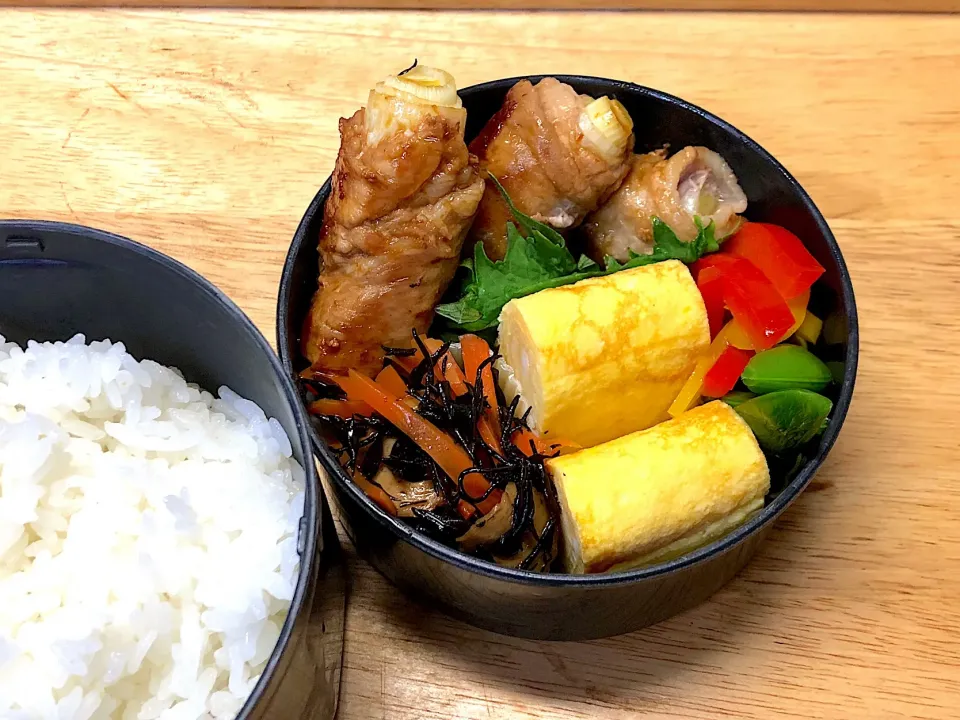 白葱の豚肉巻の甘辛炒め 弁当|弁当 備忘録さん