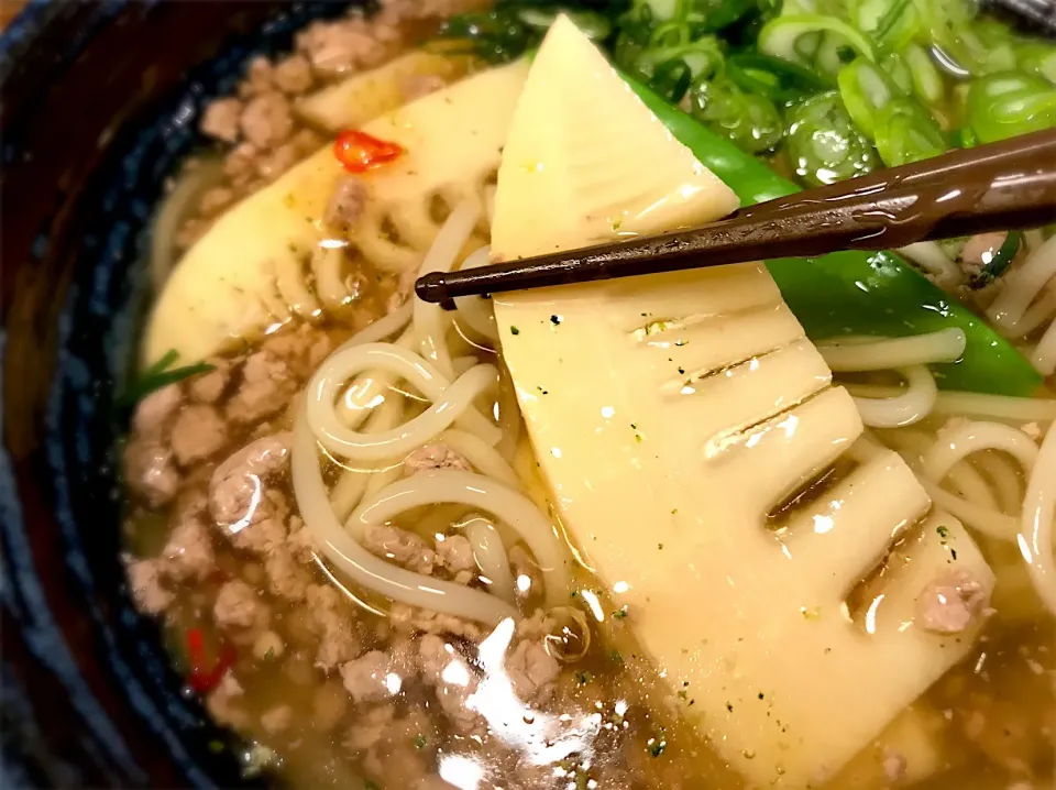 筍入り 牛そぼろあんかけ温めん5|半田手延べそうめんの店 阿波や壱兆さん