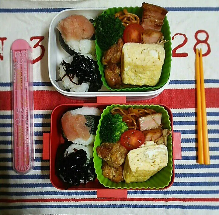 娘、私弁当🍱
   おにぎり
    ナポリタン 唐揚げ 卵焼き😃|miimiさん