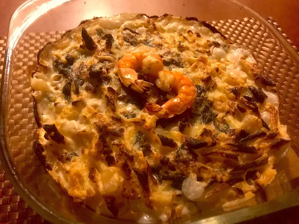 Macaroni au Gratin♨️ほうれん草ときのこのｼｰﾌｰﾄﾞﾏｶﾛﾆｸﾞﾗﾀﾝ|🌈Ami🍻さん