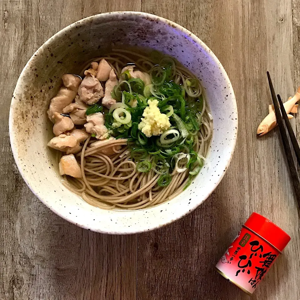 薬味たっぷり、鶏出汁のお蕎麦🐓|mocoさん