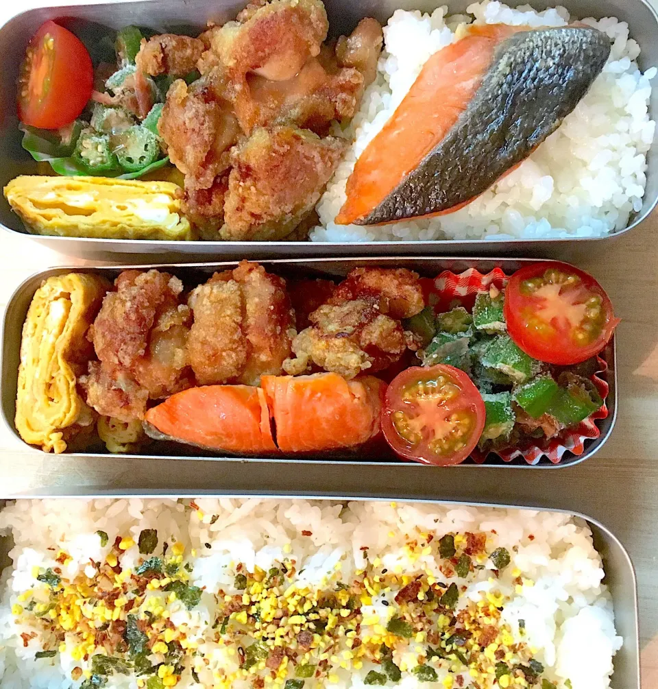 Snapdishの料理写真:ムスメ&ムスコ弁当🍱|Tsukizen Kuroiwaさん