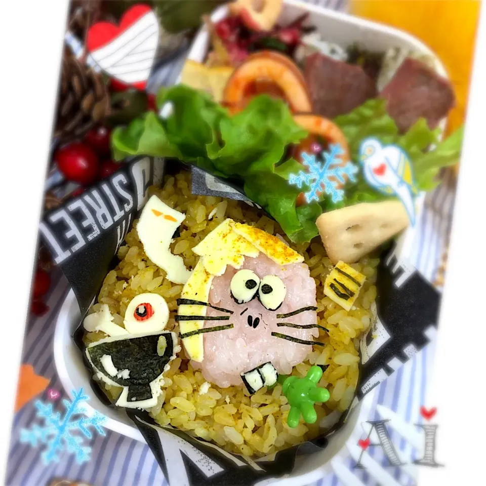 Snapdishの料理写真:#キャラ弁当  #お弁当 #ネズミ男#ゲゲゲの鬼太郎|大島愛子さん