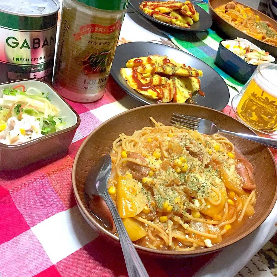 トマトスープパスタ、スペイン風オムレツ|奏 kanadeさん