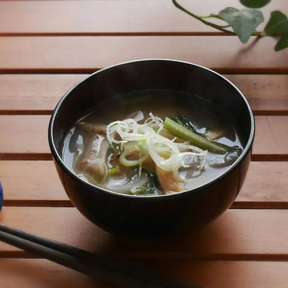 山形の納豆汁（うさかめちゃんに頂いた芋の茎入りです）|まちまちこさん