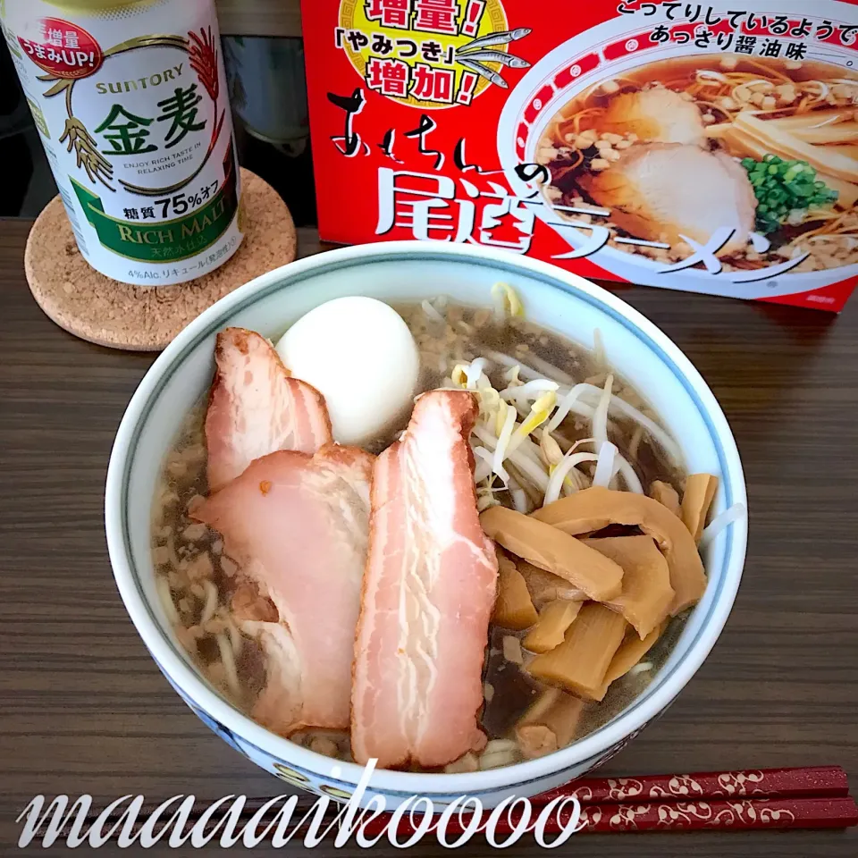 Snapdishの料理写真:お昼ご飯🌈旦那作🙎‍♂️尾道ラーメン🍜|マイコさん