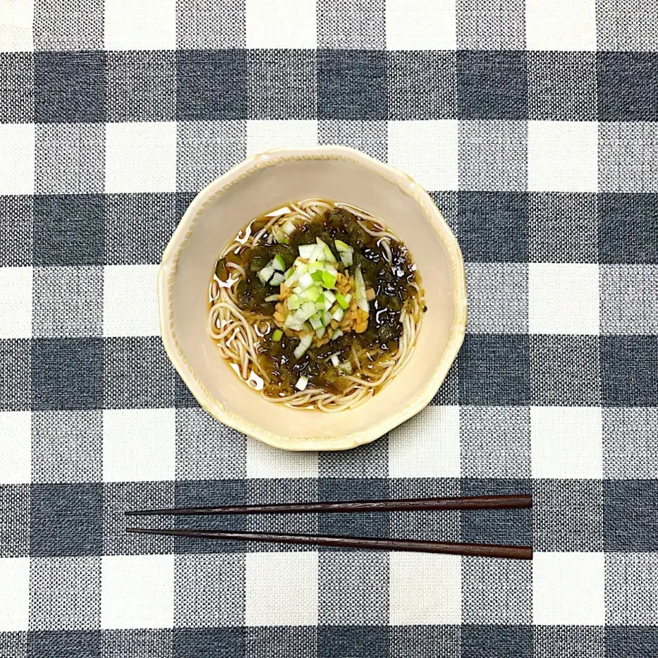 胡瓜と茄子の白石温麺オンねぎ納豆|omoさん