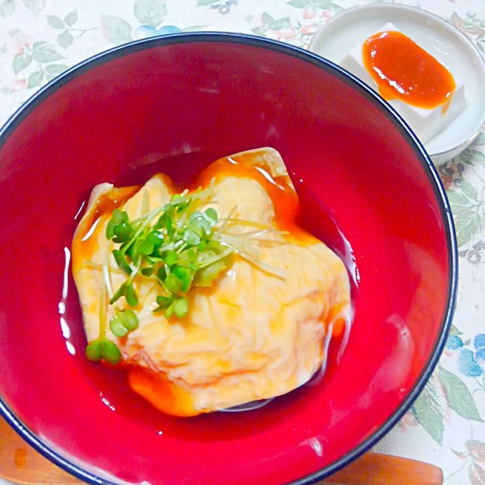 湯葉あんかけ丼＆白ごま豆腐|うたかた。さん