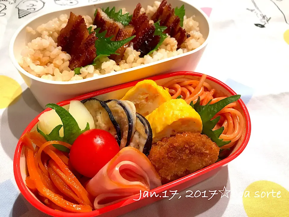 夫弁当☆おかず←久々w 娘担当😊 穴子丼|kaoriさん