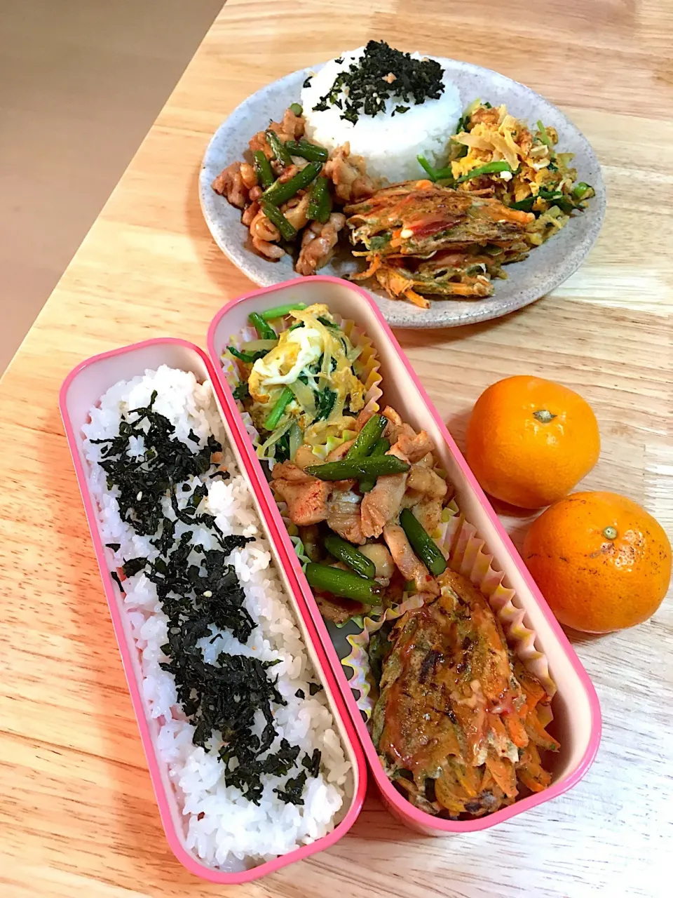 今日の自分お弁当と旦那さんプレート|さくたえさん