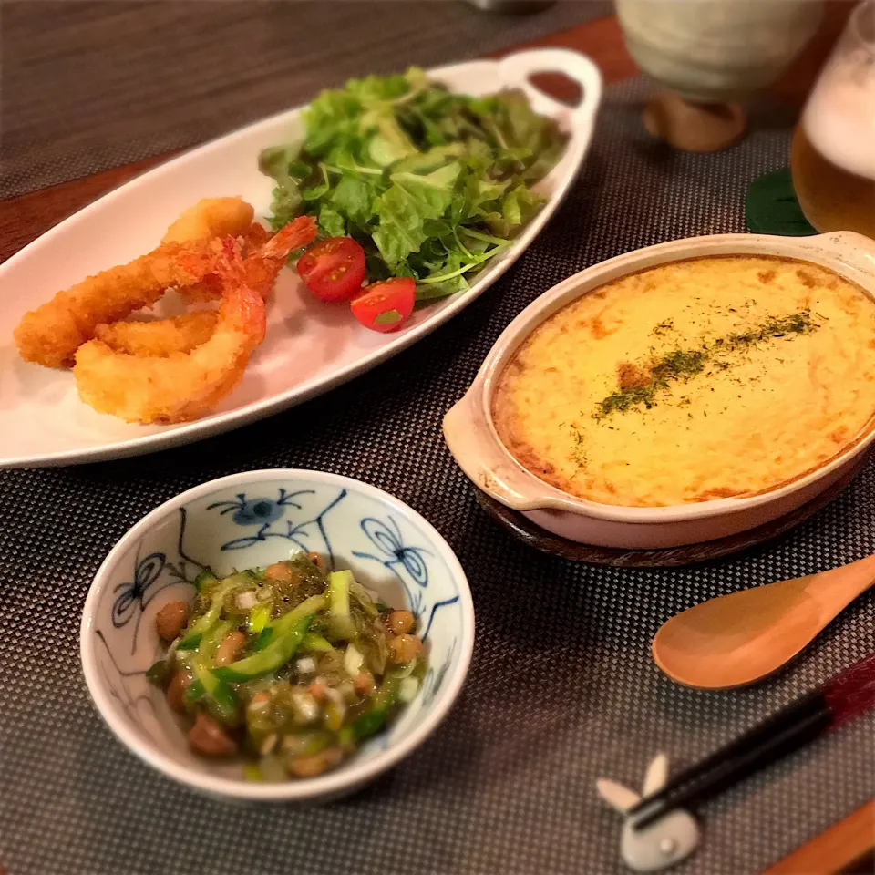 海老フライ
山芋のふわふわ焼き
めかぶ納豆|𓇼 Ⓢ Ⓗ Ⓘ Ⓝ Ⓞ Ⓑ Ⓤ 𓇼さん