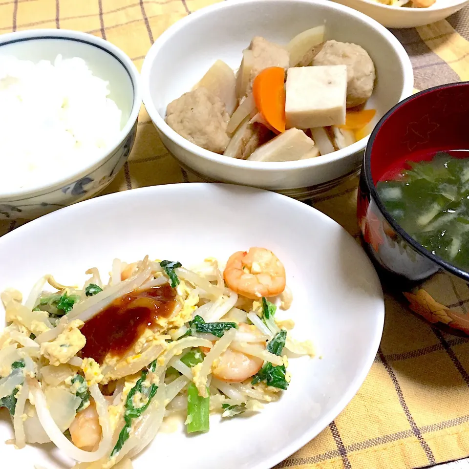 根菜と鰯つみれの煮物・もやたまえび中華炒め|Yuko Kisoさん