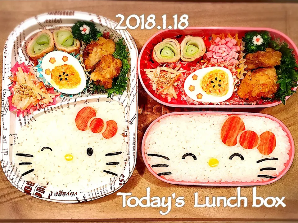 本日のOL弁+JK弁🍱😋
今日は、ウィンクキティちゃんと ニッコリキティちゃん(ﾐ∩ ｡ •ﾐ)🎀+(ﾐ∩ ｡ ∩ﾐ)🎀|あさちゃん☆さん