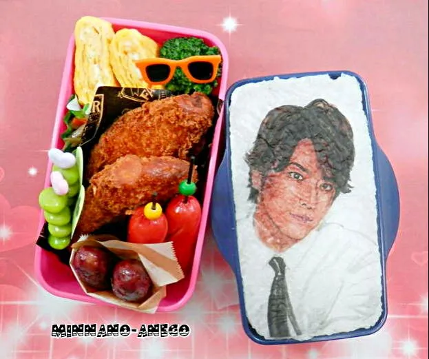 亀と山Ｐ『亀梨和也』弁当
 #オブラートアート
 #オブアート
 #似顔絵弁当|みんなのあねごさん