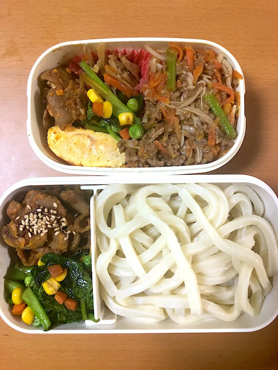 うどん弁当、ビビンバ弁当|もぐもぐさん