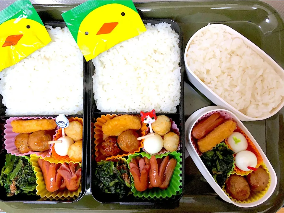 Snapdishの料理写真:中3娘と男子2人分お弁当♡
 #お弁当 
 #ナッツアレルギー 
 #牛乳アレルギー|とんちゃさん