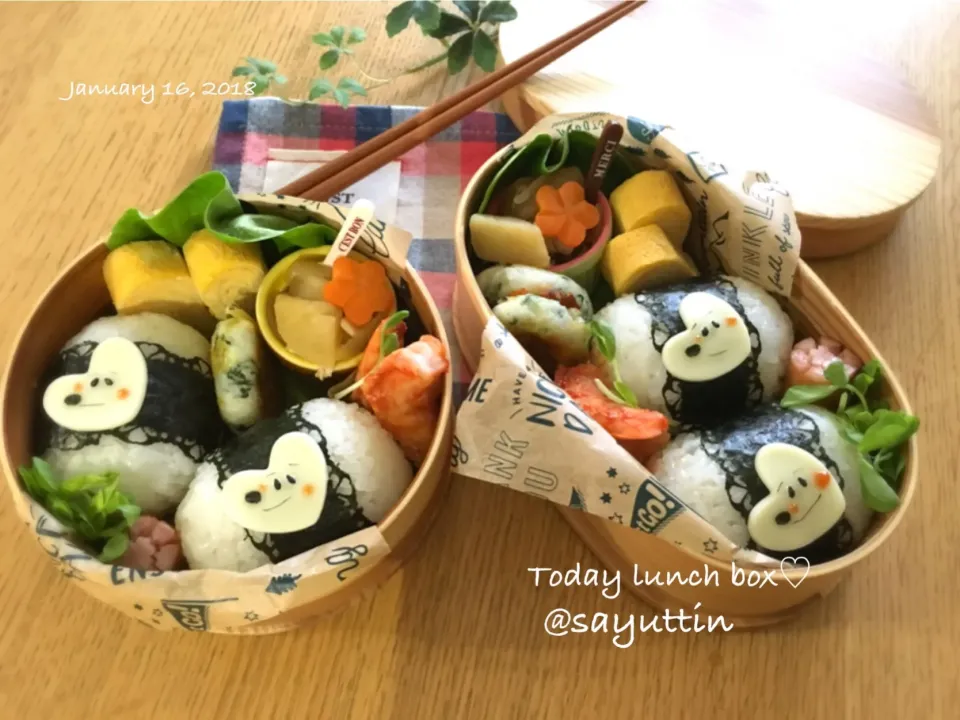 レースのおにぎりにハートのスヌーピー弁当♪|sayu♡さん