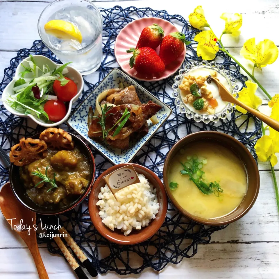 もち麦ごはん でカレーランチ|@keijunrinさん