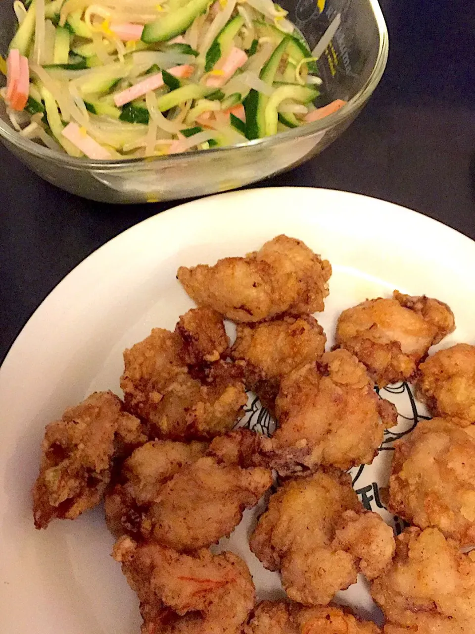 もろみチキンの唐揚げ & 中華サラダ|ぺろたんさん