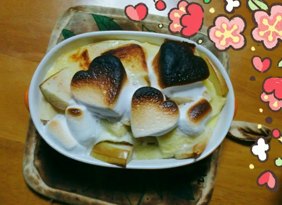 Snapdishの料理写真:簡易フレンチトースト？のマシュマロのせ|motiriさん