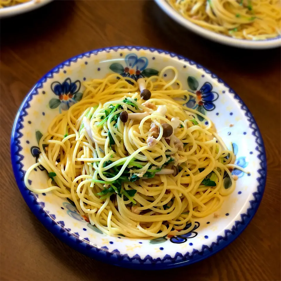 ツナとしめじと豆苗のパスタ|マミさん