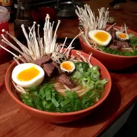 Ramen with homemade chickenstock, beef and quale egg|J.Lukaszczykさん