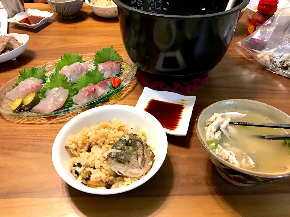 南黒鯛の刺身、鯛飯、魚汁|せいりょうさん