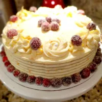 Snapdishの料理写真:cranberry cake with orange cream cheese frosting for my friend's birthday!|Jihollandさん