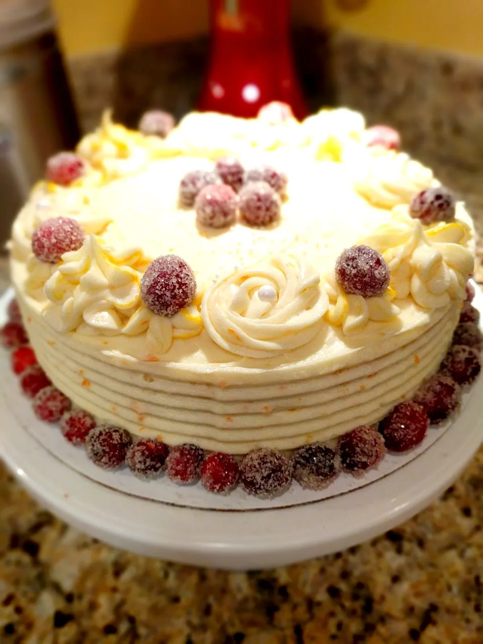 cranberry cake with orange cream cheese frosting for my friend's birthday!|Jihollandさん