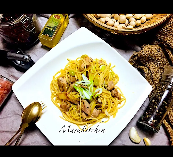 Chicken&leek pasta miso flavour|Masakiさん