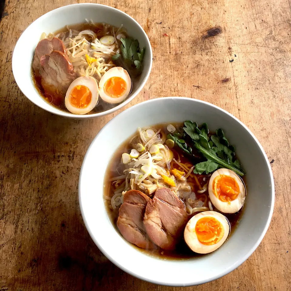 Snapdishの料理写真:日曜日の昼ごはん‼︎
 #日曜日   #お昼ごはん  #昼ごはん  #lunch  #ランチ  #ラーメン  #煮卵  #ふたりごはん  #ふたりぐらし  #大雪の日|Yoshinobu Nakagawaさん