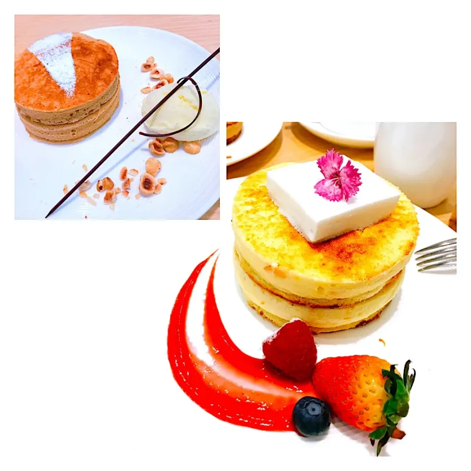 Orange & Lemon Pancake Soufflé with Bergamot, Hazelnut Pancake Soufflé with Vanilla Ice-cream|キノコ🍄さん