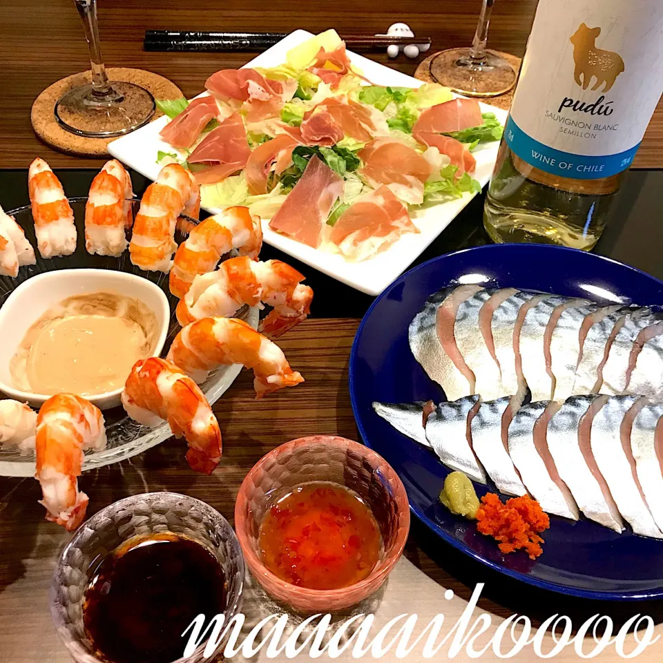 シュリンプカクテル🍸金華サバ🐟生ハムサラダ🥗|マイコさん