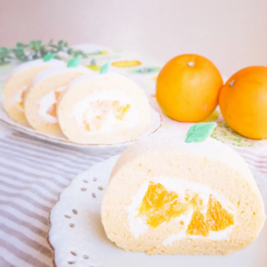 オレンジのロールケーキ🍊|hari-co ＊ はりこさん