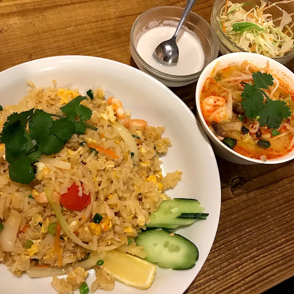 カオパットクンとトムヤンクンミニ米麺@ピーナッツ食堂(人形町)|塩豚骨さん