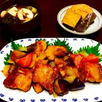 今夜のメニューは黒酢入り酢豚、がんもどきとこんにゃくの煮物、もずくスープ！|よっちゃんまるさん