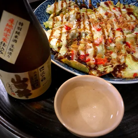 「兵庫県播州産山田錦生貯蔵酒 300ml」を使ってみたSnapdishの料理・レシピ写真:牡蠣のチーズチヂミ♬頂いた日本酒と♪