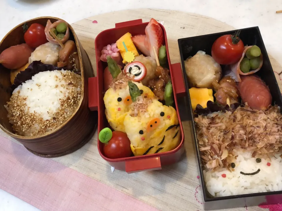 Snapdishの料理写真:#キイロイトリの鬼お弁当  #顔弁  #旦那さんお弁当  #娘のお弁当  #学生弁当  #息子のお弁当|Yuki Kawasumiさん