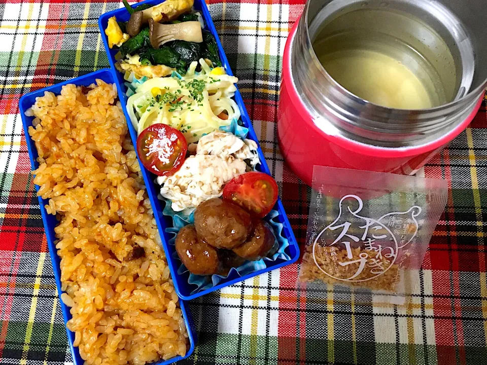 Snapdishの料理写真:2018.1.31ほうれん草の中華炒め弁当|マム🌹Japanese momさん