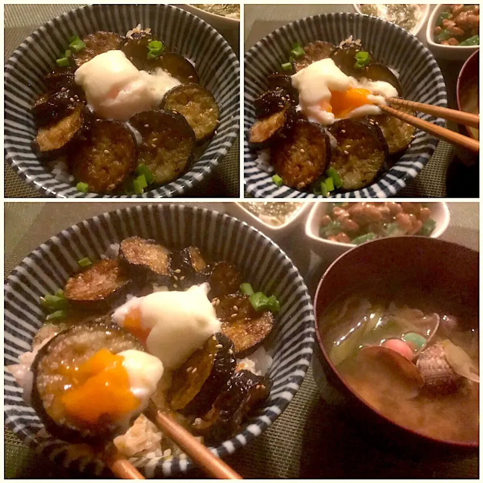 MMasahiro's Teriyaki bowl of egg&eggplants🍆もっちぃさんの茄子の照り玉どぉ〜んw|🌈Ami🍻さん