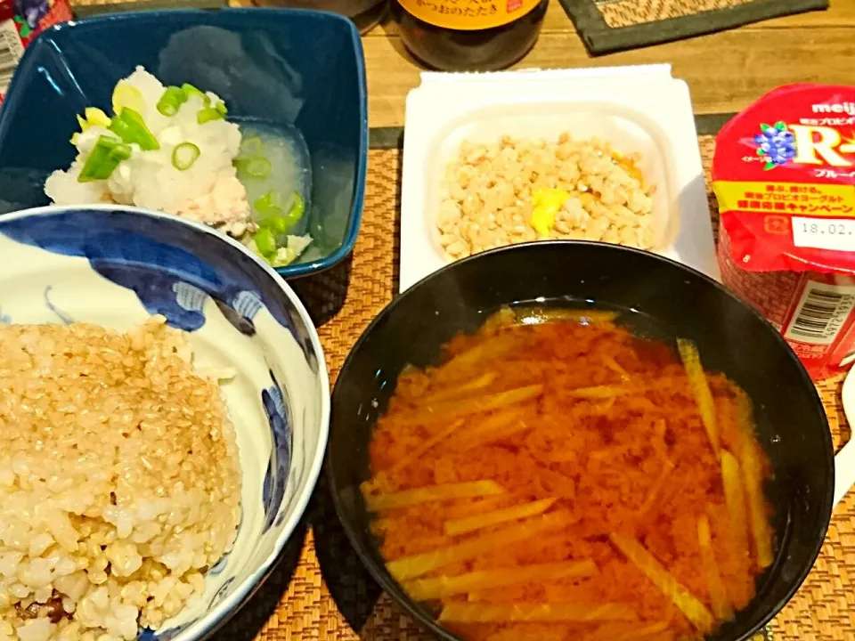 Snapdishの料理写真:サバ缶&ひきわり納豆&大根の味噌汁|まぐろさん