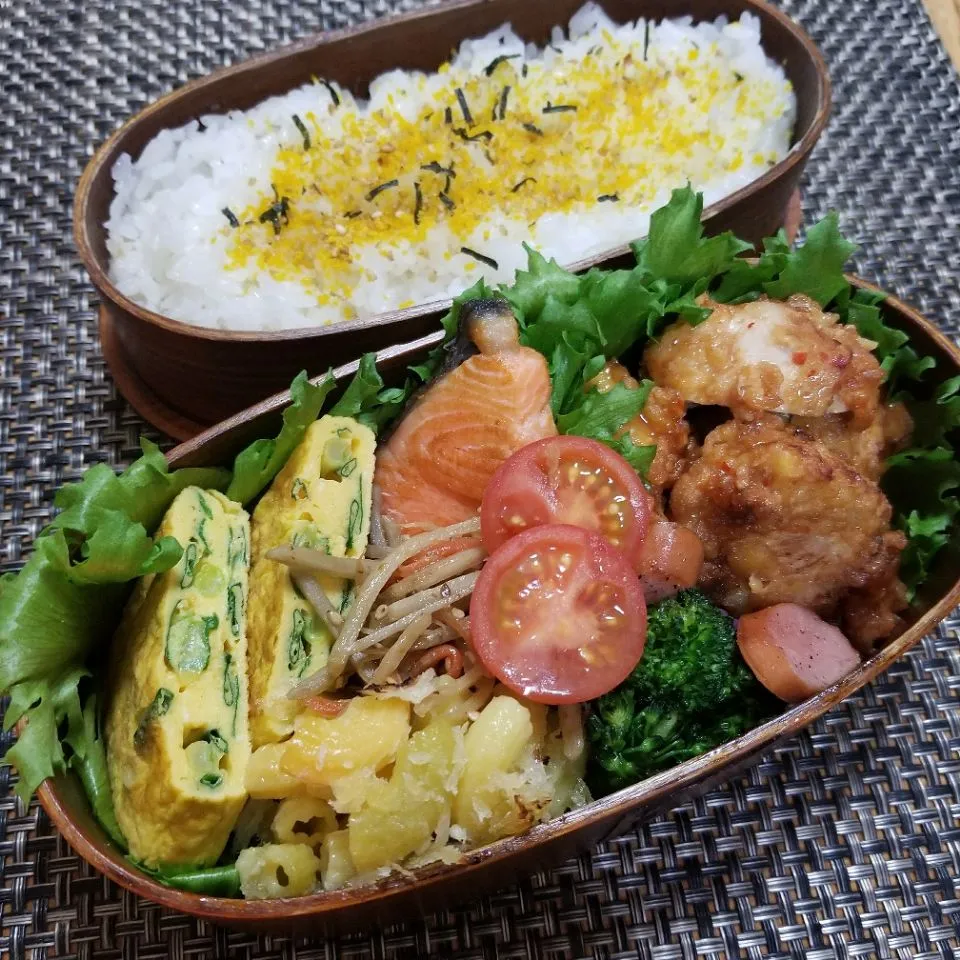 今日の息子弁当🍱　鶏からスイチリ和え😋😋|クッキングオヤジさん