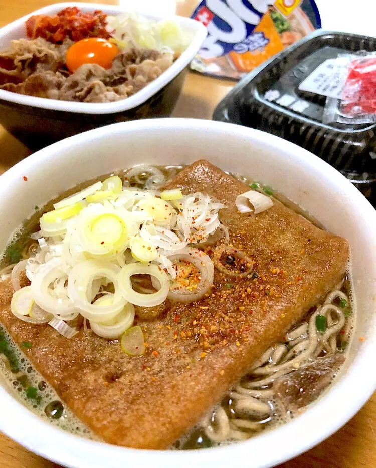 紺のきつね/マルちゃん：吉野家/牛丼：TKG ソフトバンク スーパーフライデー 無料|ガク魁‼︎男飯さん