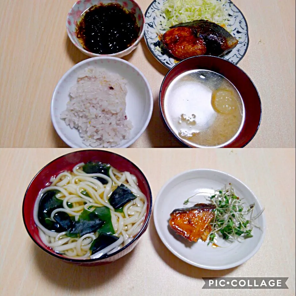 Snapdishの料理写真:1月19日　鰤の照り焼き　サラダ　もずく　お味噌汁|いもこ。さん