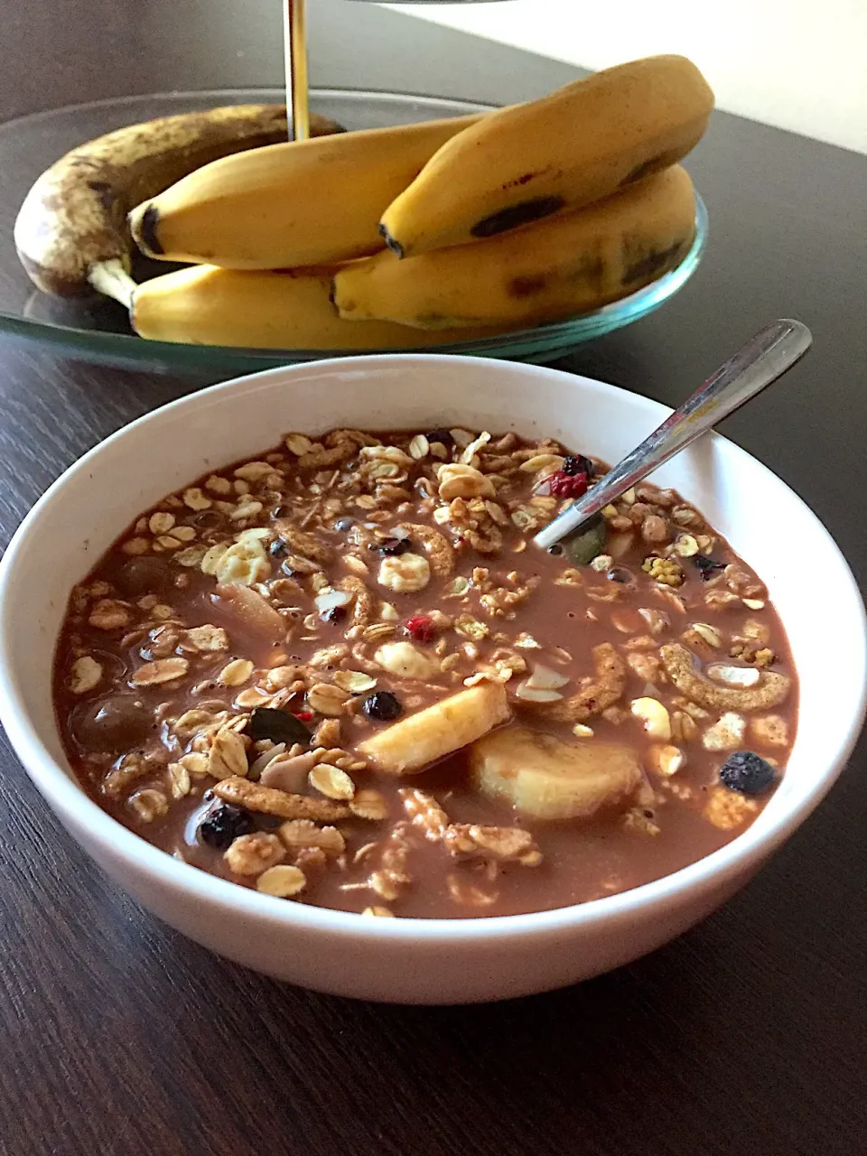 Čoko Alpro + Mixit čoko müssli + banán. Mega čoko snídaně. ☺️|LucieFoodさん