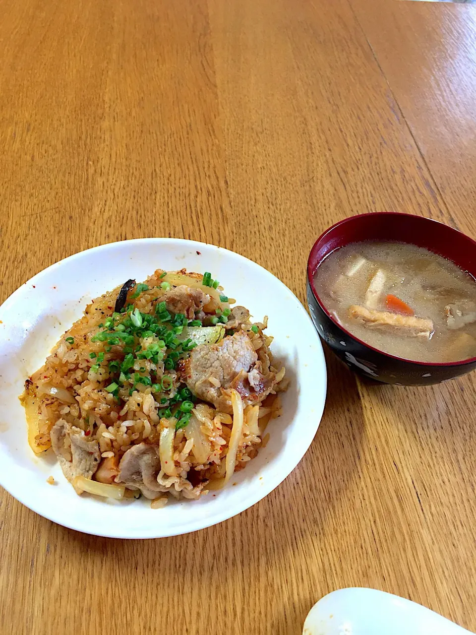 料理勉強中  男子高校生  豚キムチ炒飯|まつださんさん