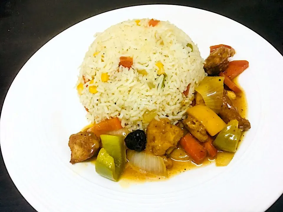 Kung pao chicken with veg fried rice|Fatima Sameena Sharifさん