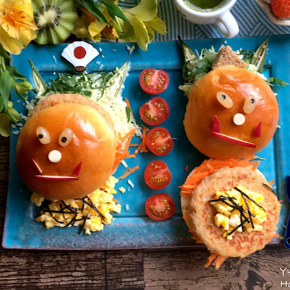 イワシバーグで👹バーガー🍔
イワシミンチで、イワシバーグ
バンスに、野菜🥦載せて
イワシバーグ載せて
鬼丸ごと、いただきまーす！|ゆかモンさん