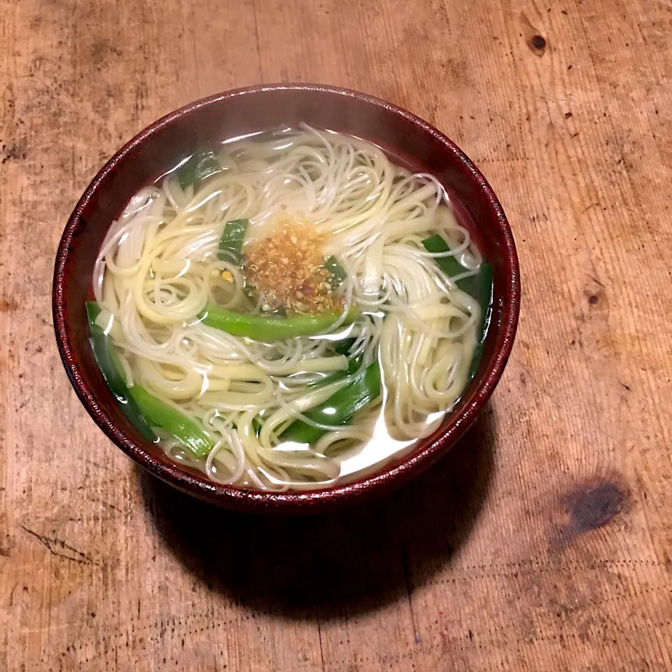 今日の朝ごはん‼︎
 #朝ごはん  #にゅうめん  #煮麺|Yoshinobu Nakagawaさん